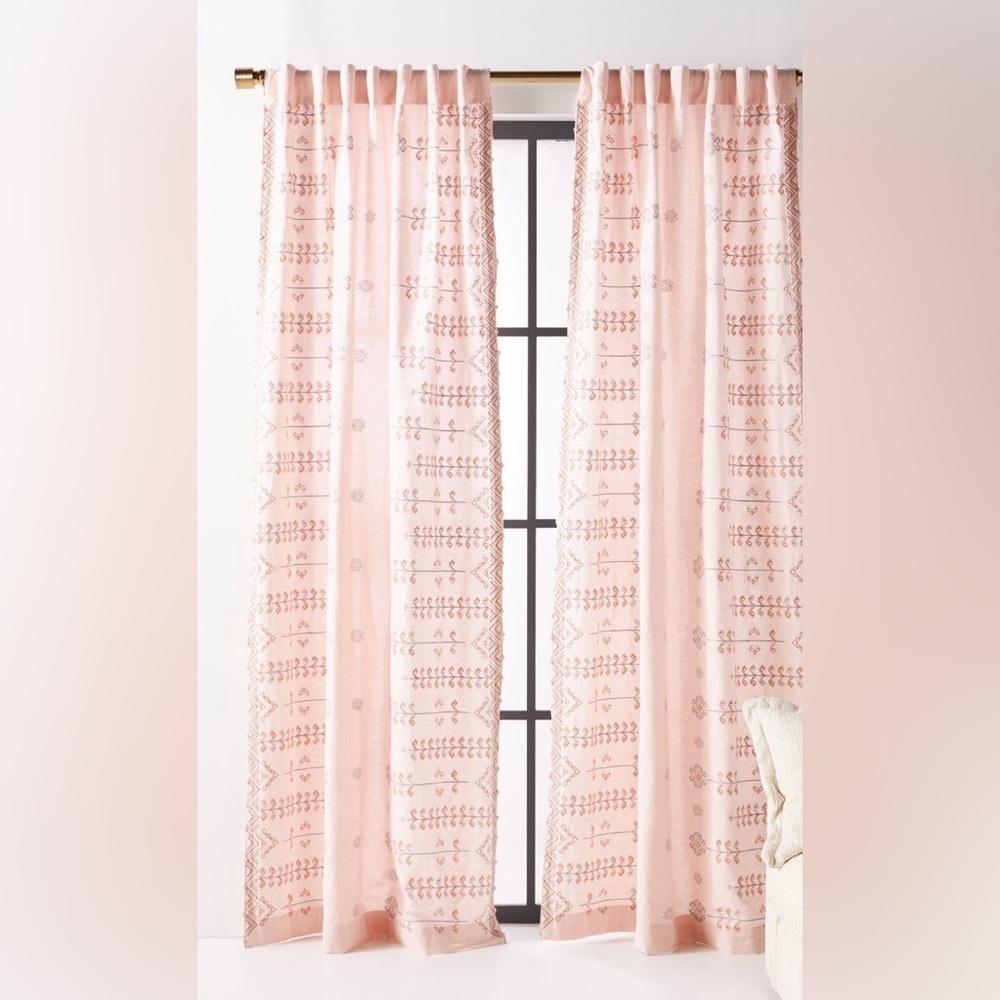 Anthropologie Embroidered Natani Curtains Set of 50 x 108 NIP